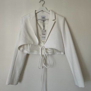Zara Womens White Tailored-jackets